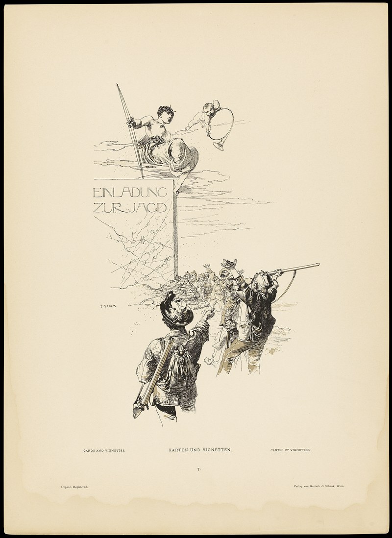 Franz von Stuck, Karten und Vignetten, nach Federzeichnungen von F. Stuck, 52 Blätter, Hrsg. Martin Gerlach, Verlag Gerlach und Schenk, Wien 1886/87, 1887