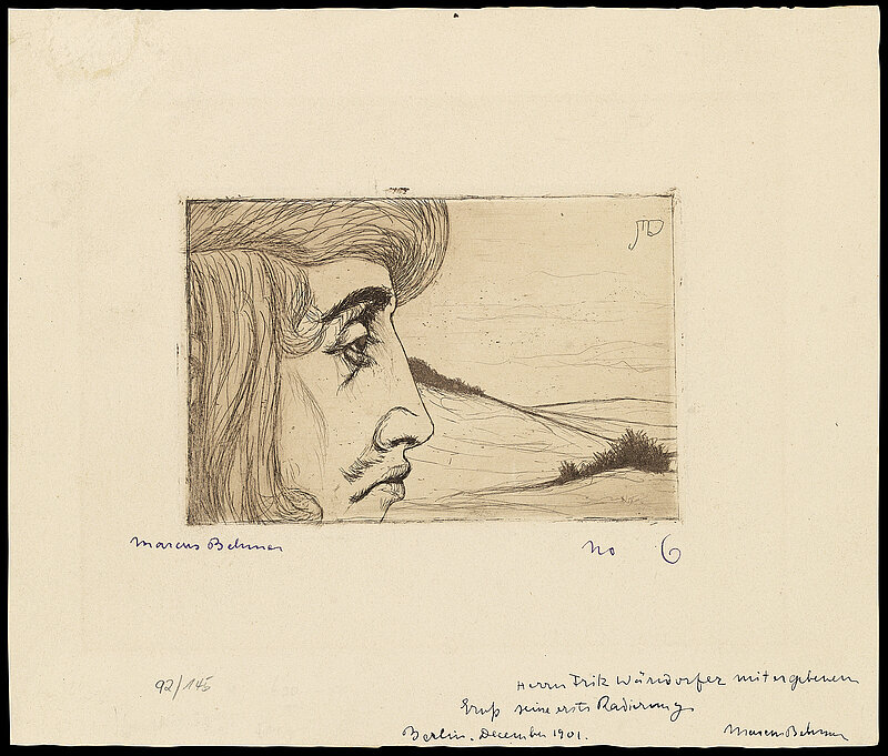 Marcus Behmer, ohne Titel (männlicher Portraitkopf im Profil), 1901