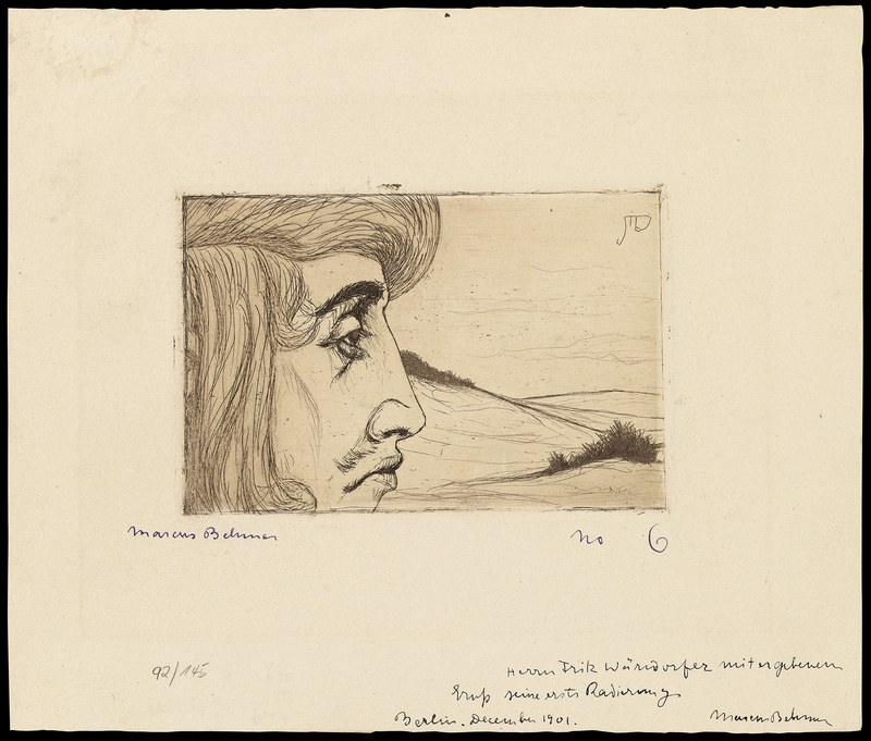Marcus Behmer, ohne Titel (männlicher Portraitkopf im Profil), 1901 Marcus Behmer, ohne Titel (männlicher Portraitkopf im Profil), 1901