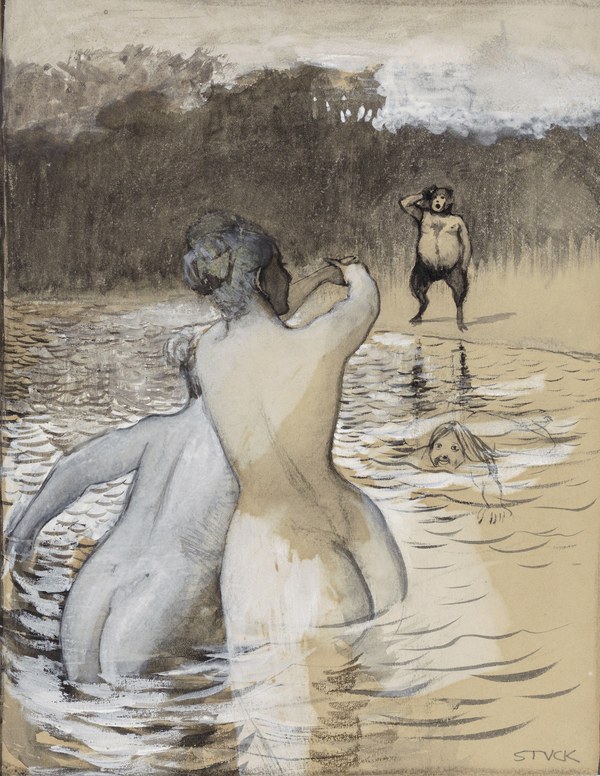 Franz von Stuck, Faun und badende Nixen, ohne Datierung