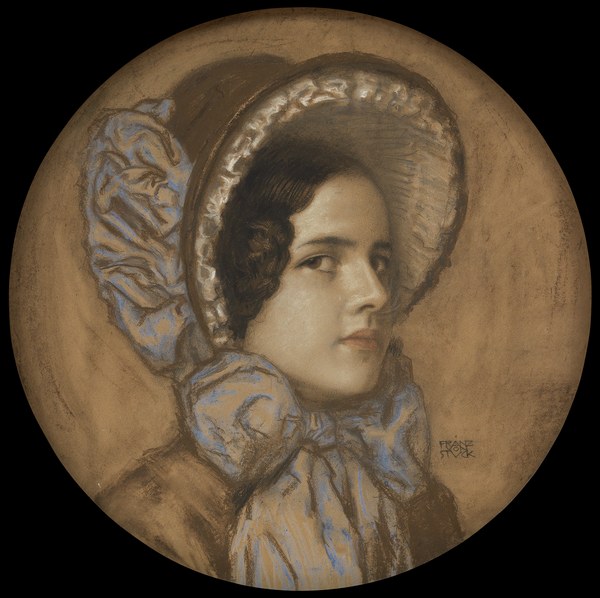 Franz von Stuck, Tochter Mary mit Rüschenhut, um 1908