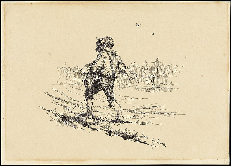 Franz von Stuck, Der Monat März (Sähmann auf dem Feld, aus der Zeit des Siegfrid-Kalenders), um 1880